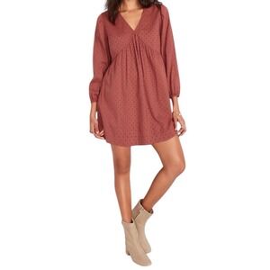 Old Navy Dress Sz L Rust Empire Waist Swiss Dot Coquette‎ Boho Peasant Feminine